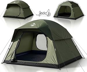 Purebox Tent 4 Person Camping Tents - Double Layer with 2 Doors & Rainfly, Portable Wa