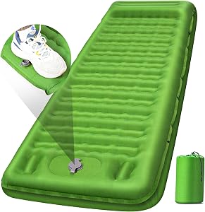 FNARMW Camping Sleeping Pad, Extra Thick 5 Inch Inflatable Sleeping Pad with Pillow and Built-in Foot Pump