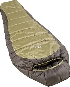 Coleman North Rim 0°F Sleeping Bag, Cold-Weather Mummy Sleep Sack with No-Snag Zipper &