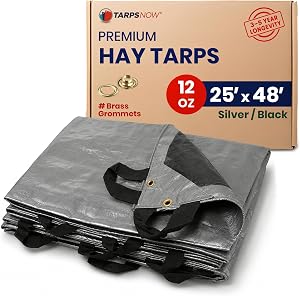 Tarps Now | Heavy Duty Waterproof Hay Tarp 25' x 48' ft | Multipurpose 12 Mil Poly Tarpaul